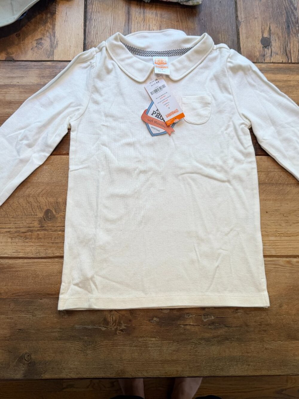 NWT Girls Gymboree UNIFORM SHOP LONG sleeve COTTON Shirt Top WHITE COLLAR Sz 8